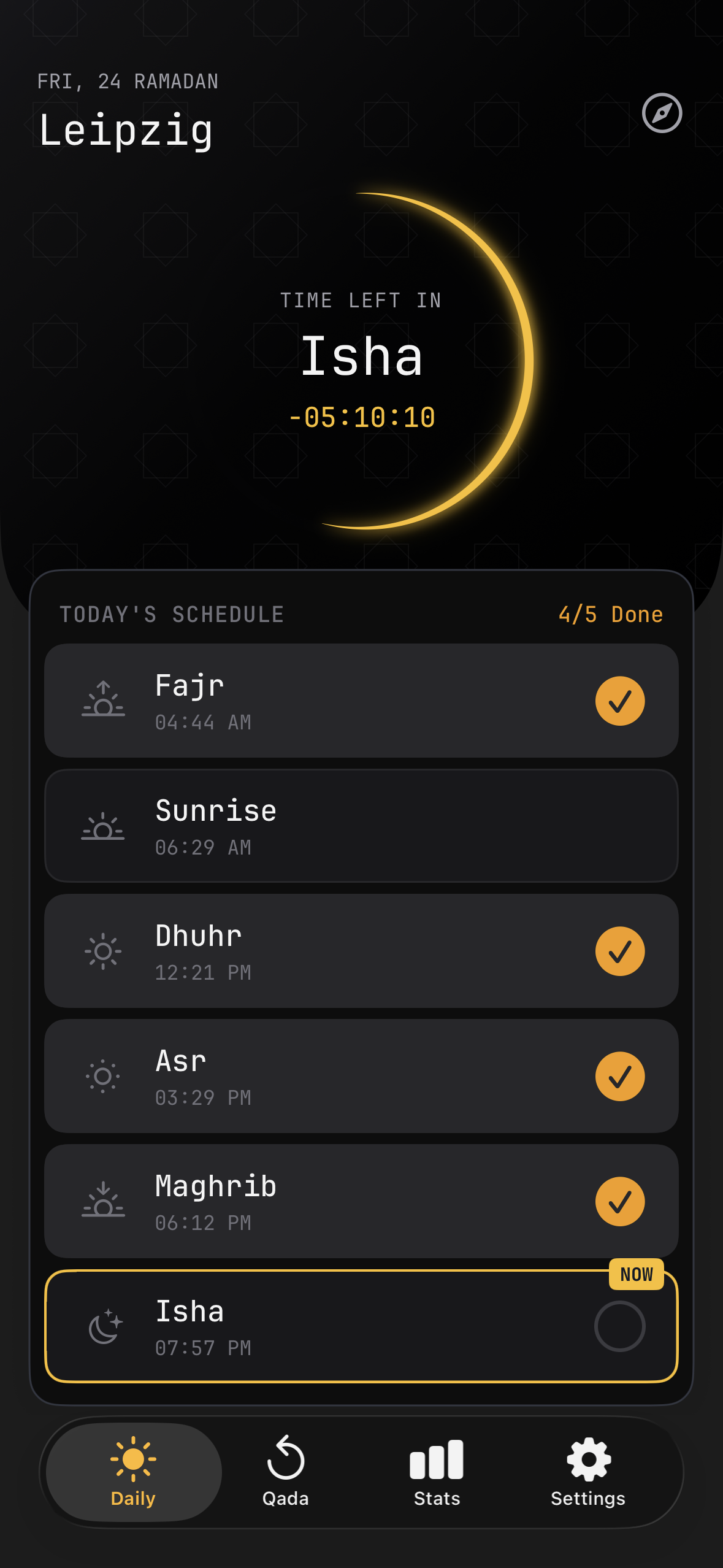 My Sujoods daily prayers screen