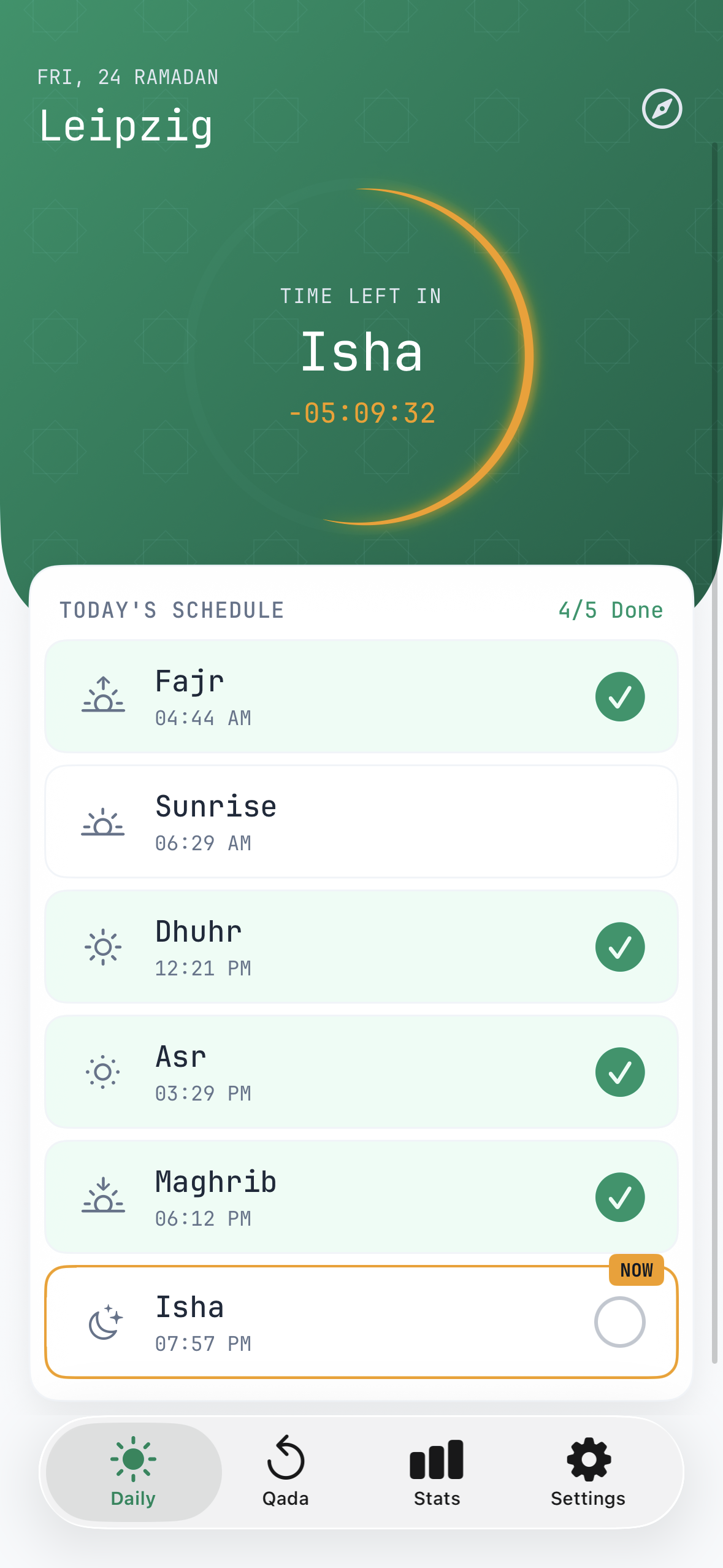 My Sujoods daily prayers screen